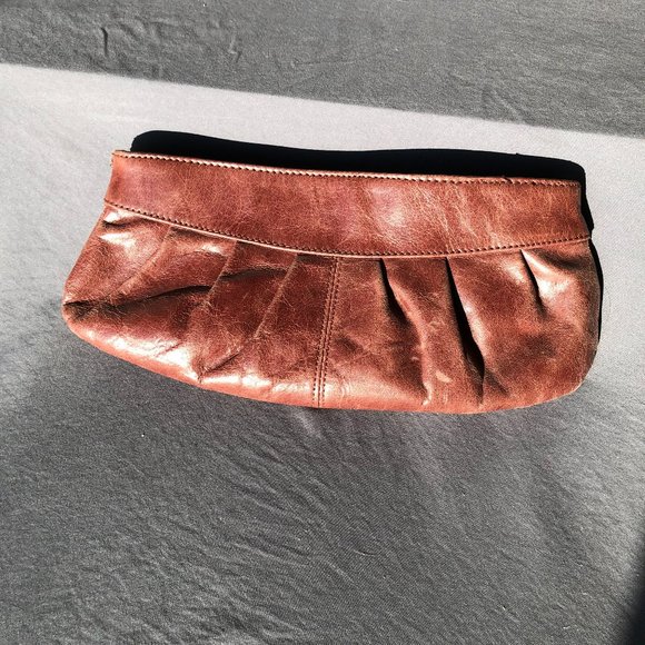 Burgundy Distressed Leather Convertible Clutch - Picture 1 of 2